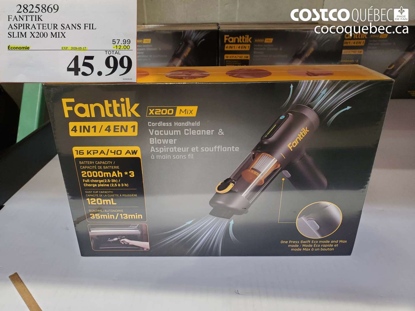 2825869 FANTTIK ASPIRATEUR SANS FIL SLIM X200 MIX ($12.00 INSTANT SAVINGS EXPIRES ON 2026-05-17) $45.99