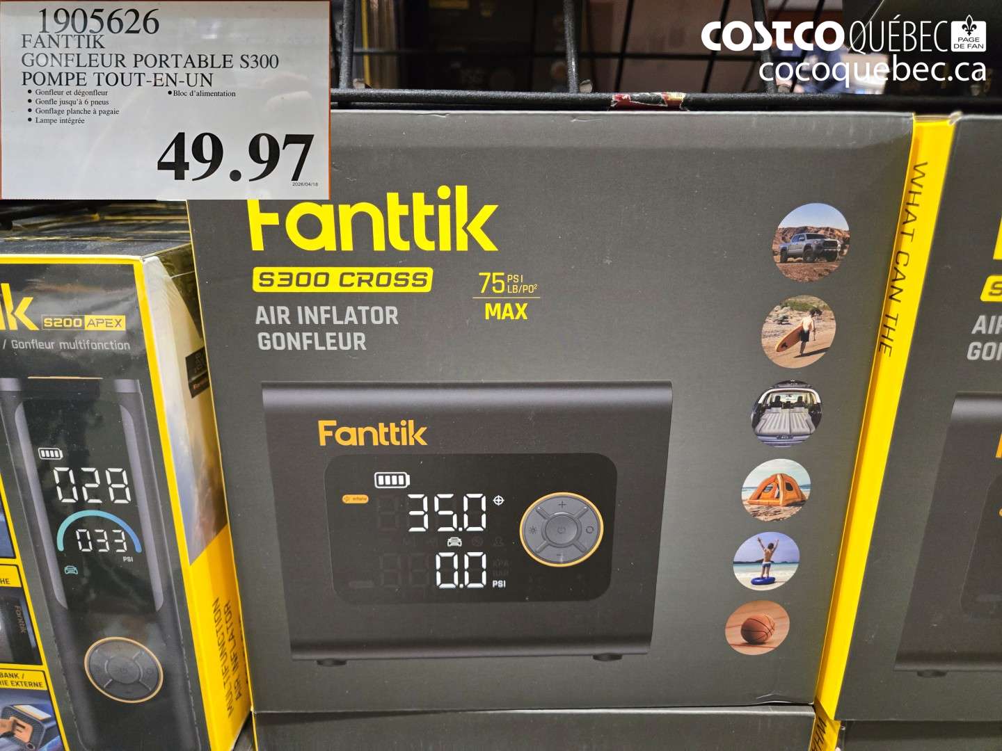 1905626 FANTTIK GONFLEUR PORTABLE S300 POMPE TOUT-EN-UN $49.97