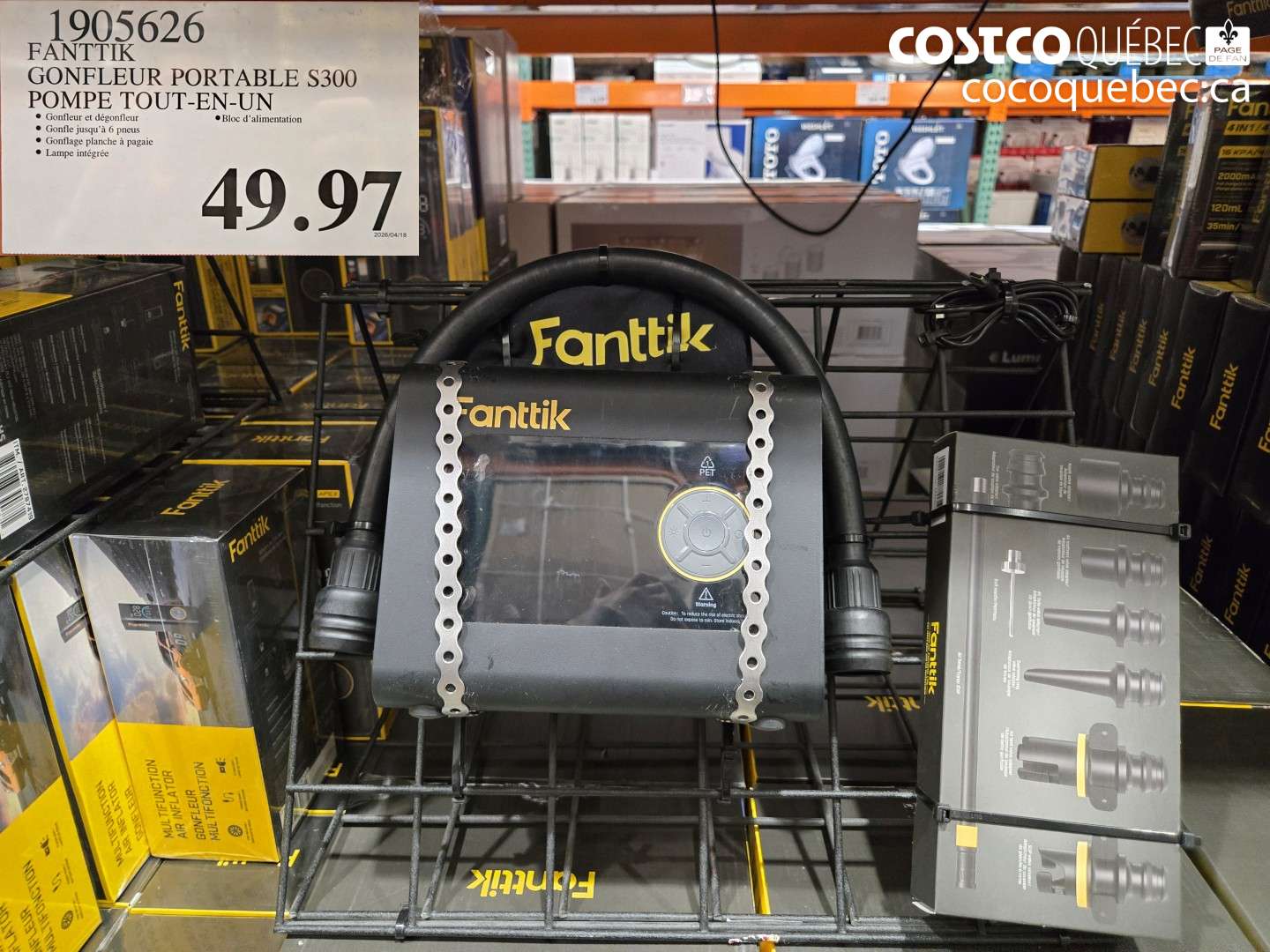 1905626 FANTTIK GONFLEUR PORTABLE S300 POMPE TOUT-EN-UN $49.97