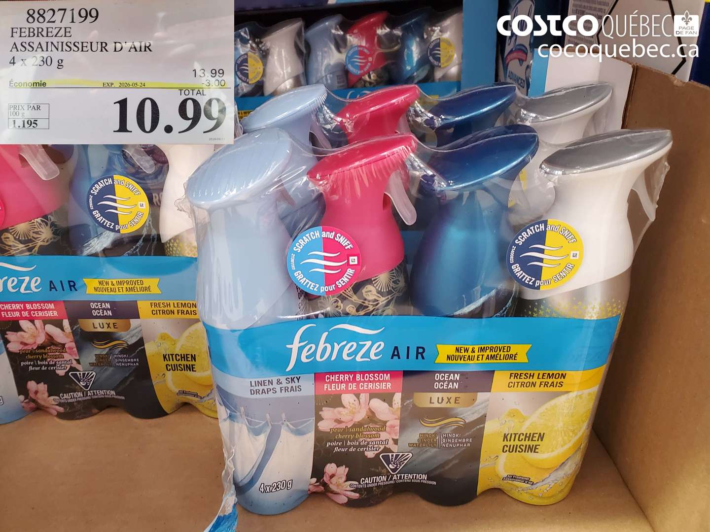 8827199 FEBREZE ASSAINISSEUR D'AIR 4 X 230 G ($3.00 INSTANT SAVINGS EXPIRES ON 2026-05-24) $10.99