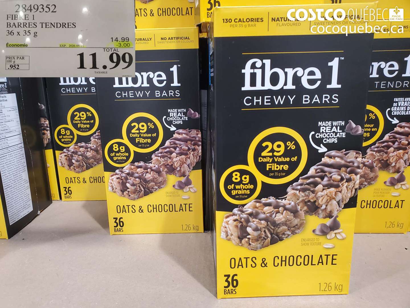2849352 FIBRE 1 BARRES TENDRES 36 X 35 G ($3.00 INSTANT SAVINGS EXPIRES ON 2026-05-21) $11.99