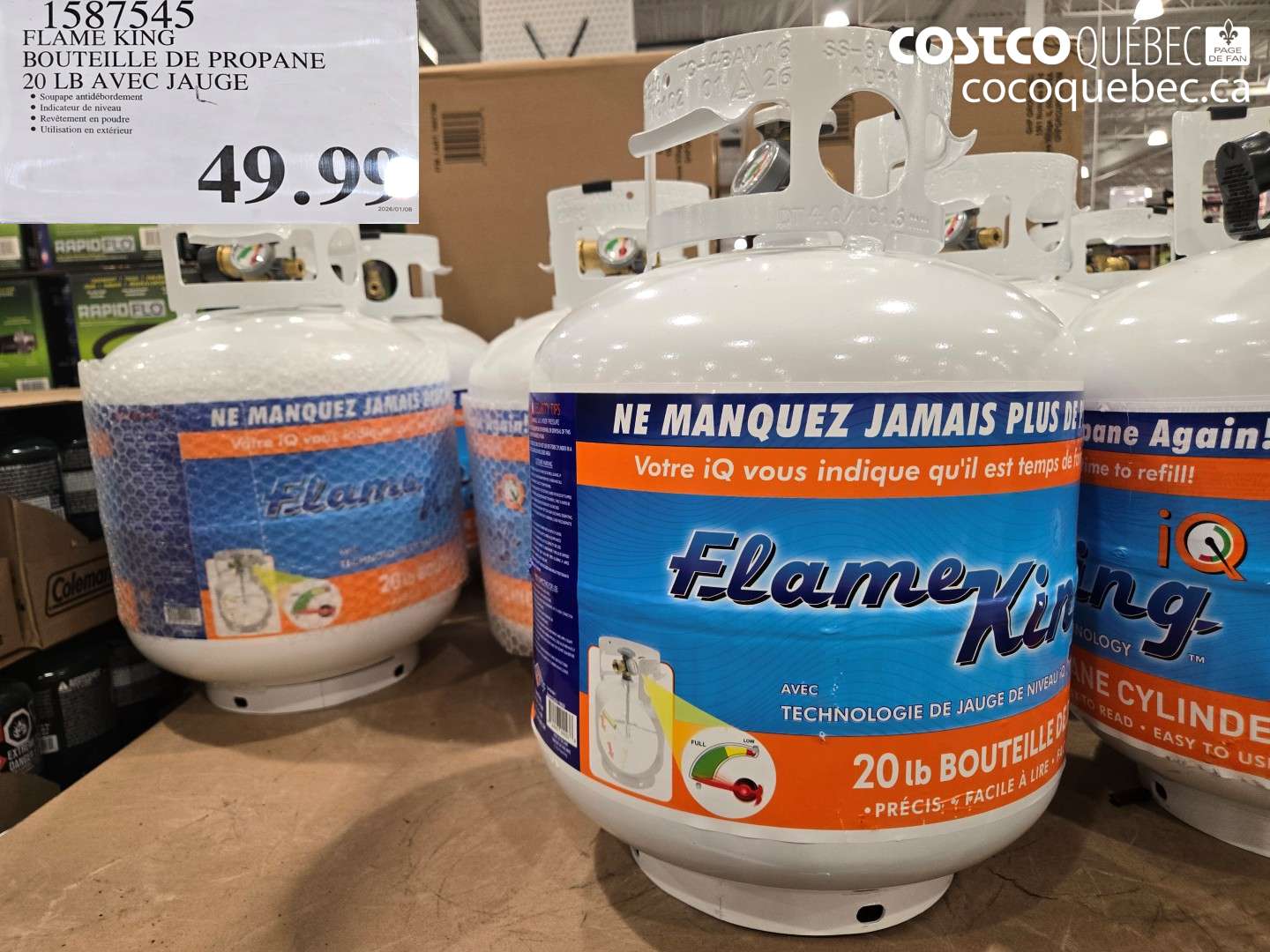 1587545 FLAME KING BOUTEILLE DE PROPANE 20 LB AVEC JAUGE $49.99