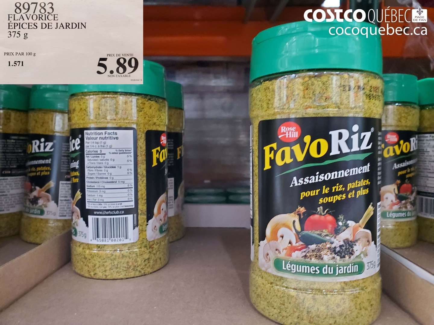 89783 FLAVORICE ÉPICES DE JARDIN 375 G $5.89