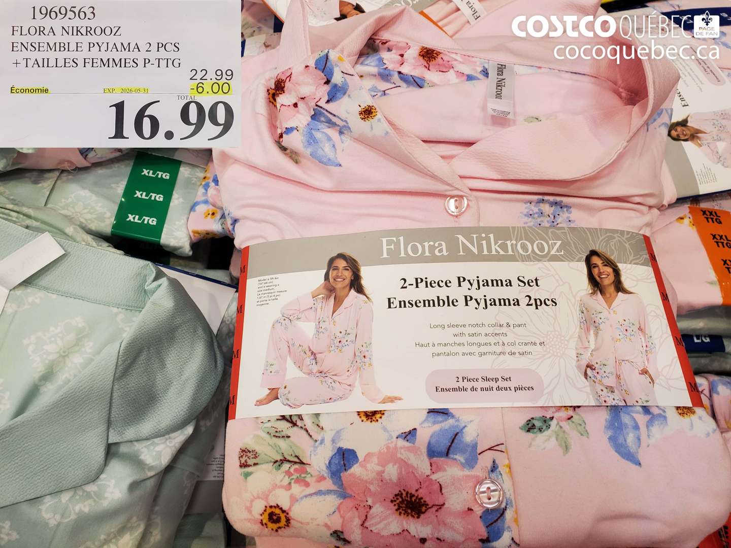 1969563 FLORA NIKROOZ ENSEMBLE PYJAMA 2 PCS + TAILLES FEMMES P-TTG ($6.00 INSTANT SAVINGS EXPIRES ON 2026-05-31) $16.99