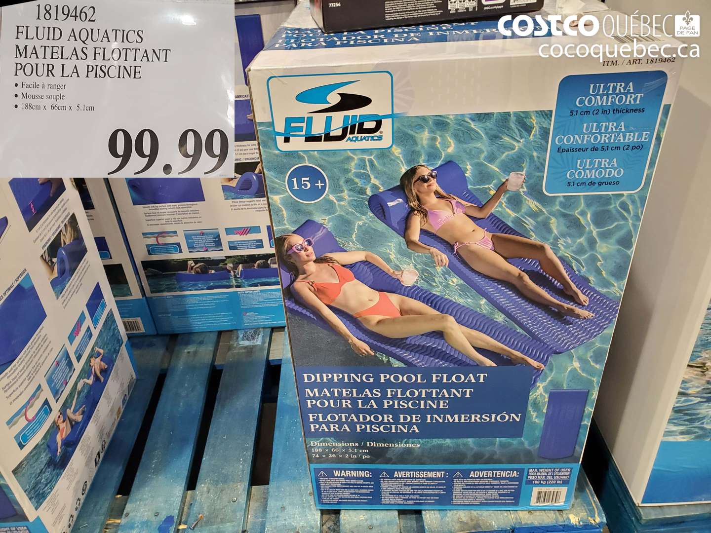 1819462 FLUID AQUATICS MATELAS FLOTTANT POUR LA PISCINE $99.99