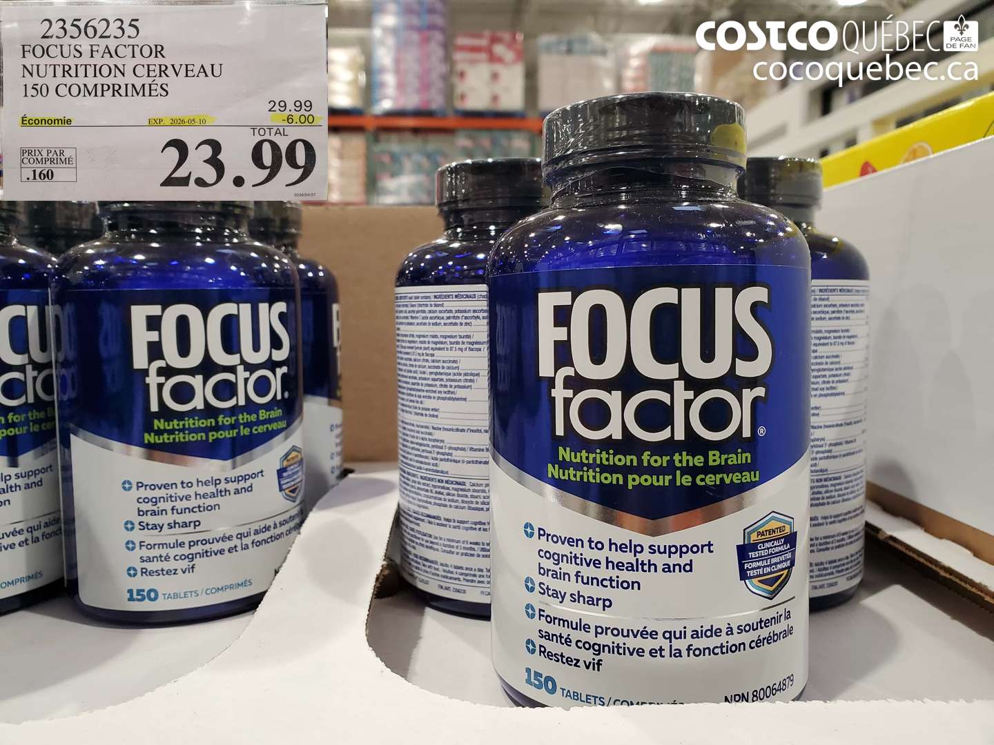 2356235 FOCUS FACTOR NUTRITION CERVEAU 150 COMPRIMÉS ($6.00 INSTANT SAVINGS EXPIRES ON 2026-05-10) $23.99
