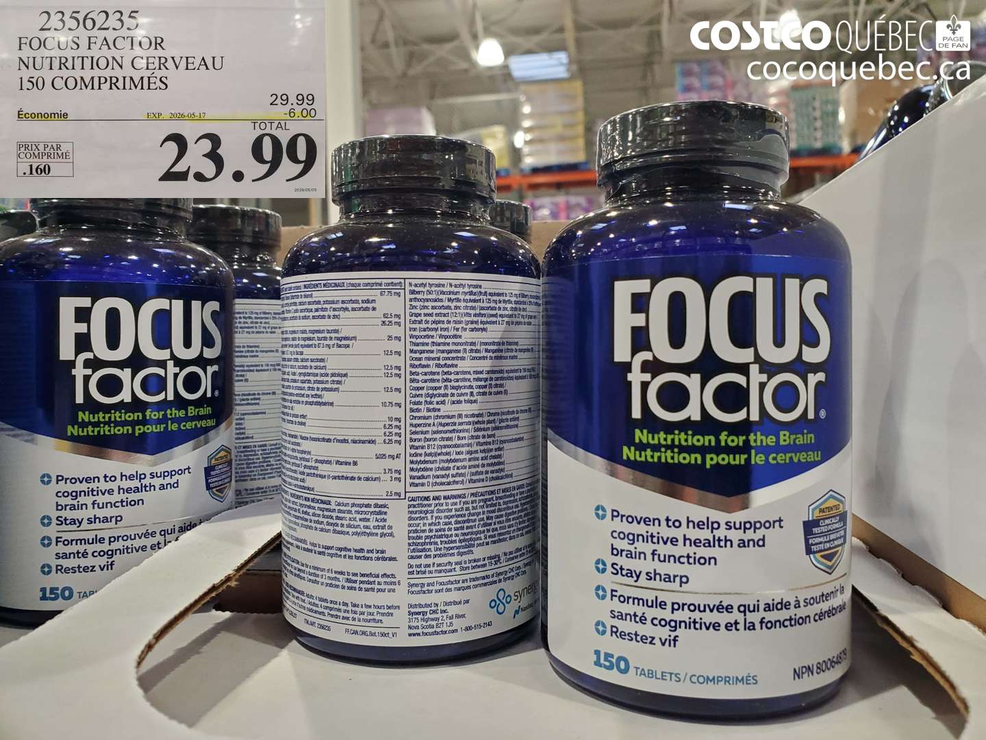 2356235 FOCUS FACTOR NUTRITION CERVEAU 150 COMPRIMÉS ($6.00 INSTANT SAVINGS EXPIRES ON 2026-05-17) $23.99