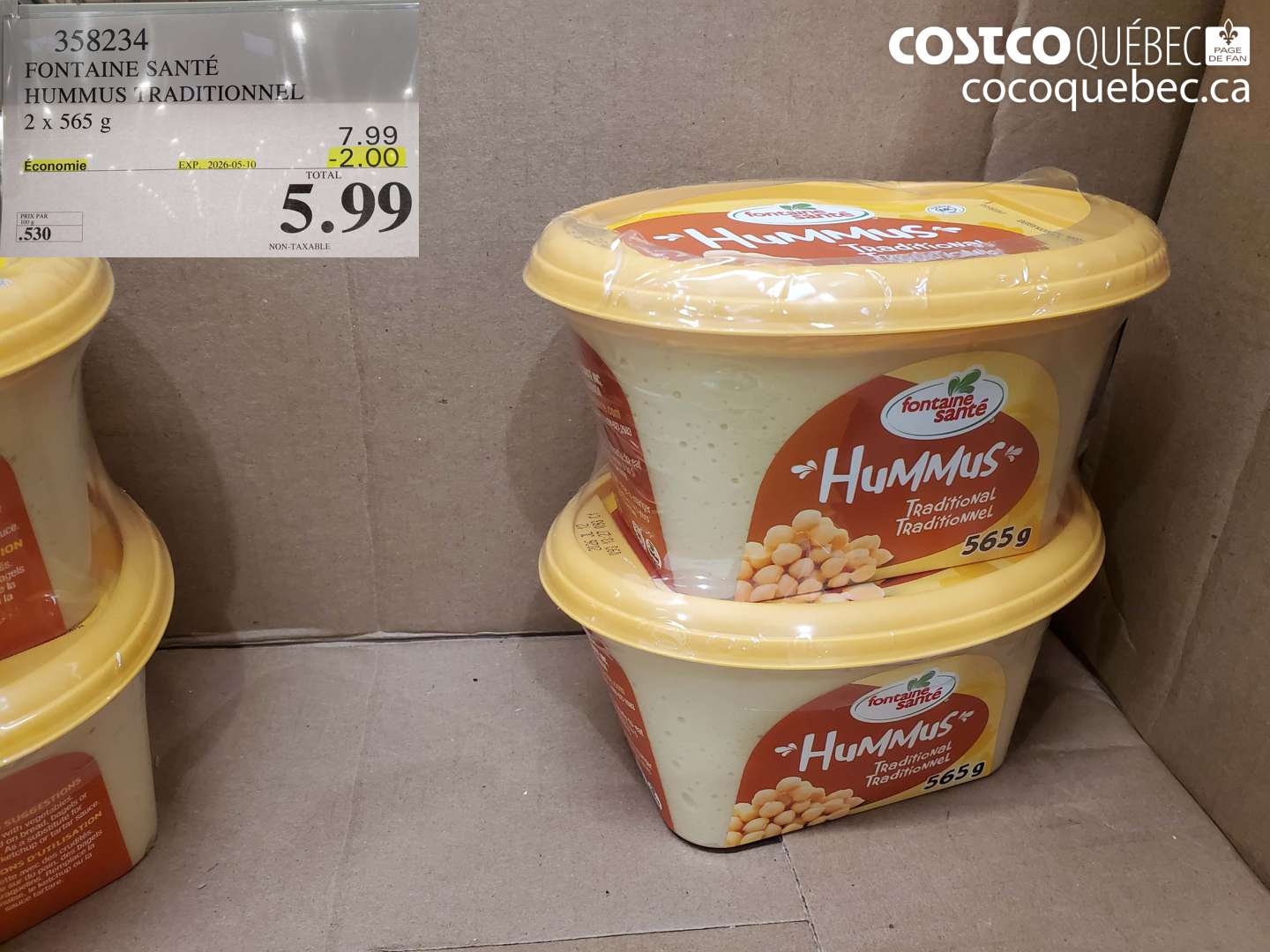 358234 FONTAINE SANTÉ HUMMUS TRADITIONNEL ($2.00 INSTANT SAVINGS EXPIRES ON 2026-05-10) $5.99
