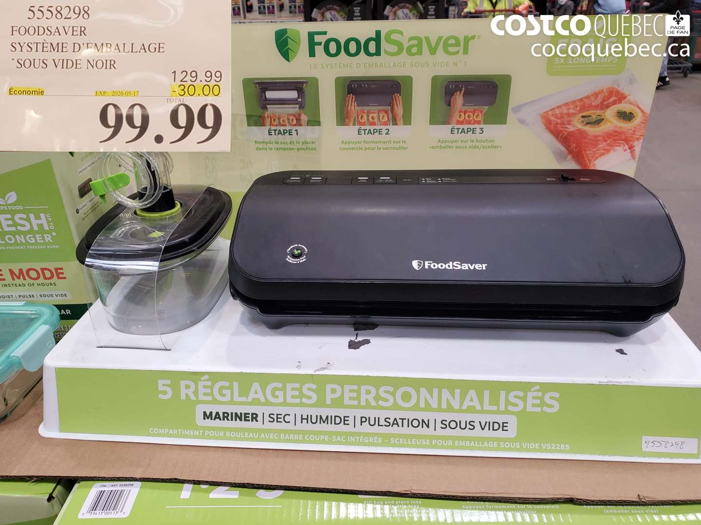 5558298 FOODSAVER SYSTÈME D'EMBALLAGE ($30.00 INSTANT SAVINGS EXPIRES ON 2026-05-17) $99.99