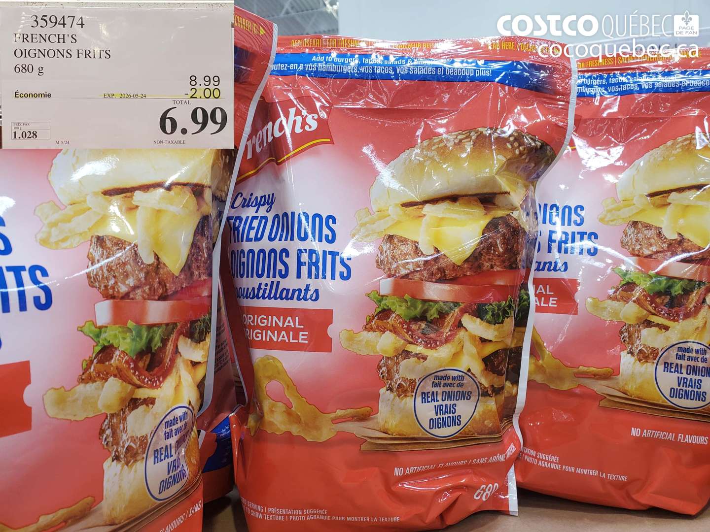 359474 FRENCH'S OIGNONS FRITS 680G ($2.00 INSTANT SAVINGS EXPIRES ON 2026-05-24) $6.99