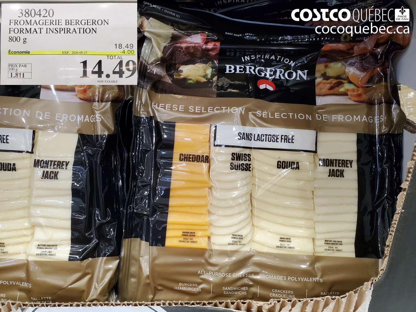 380420 FROMAGERIE BERGERON FORMAT INSPIRATION 800 G ($4.00 INSTANT SAVINGS EXPIRES ON 2026-05-17) $14.49