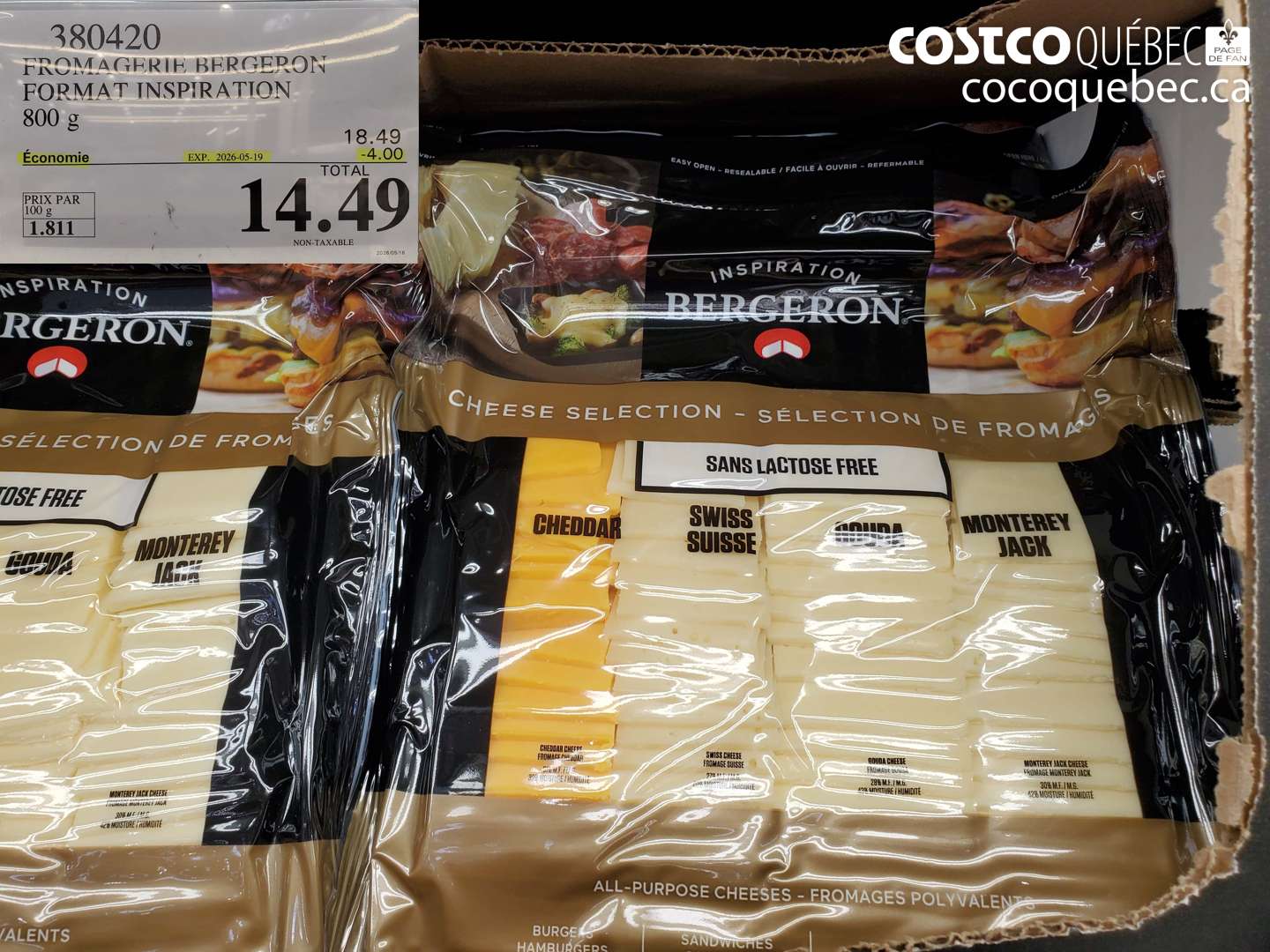 380420 FROMAGERIE BERGERON FORMAT INSPIRATION 800 G ($4.00 INSTANT SAVINGS EXPIRES ON 2026-05-19) $14.49