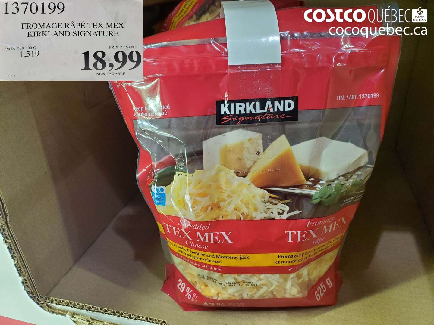 1370199 FROMAGE RÂPÉ TEX MEX KIRKLAND SIGNATURE $18.99