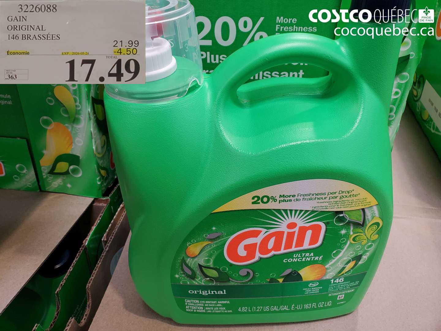 3226088 GAIN ORIGINAL 146 BRASSÉES ($4.50 INSTANT SAVINGS EXPIRES ON 2026-05-24) $17.49