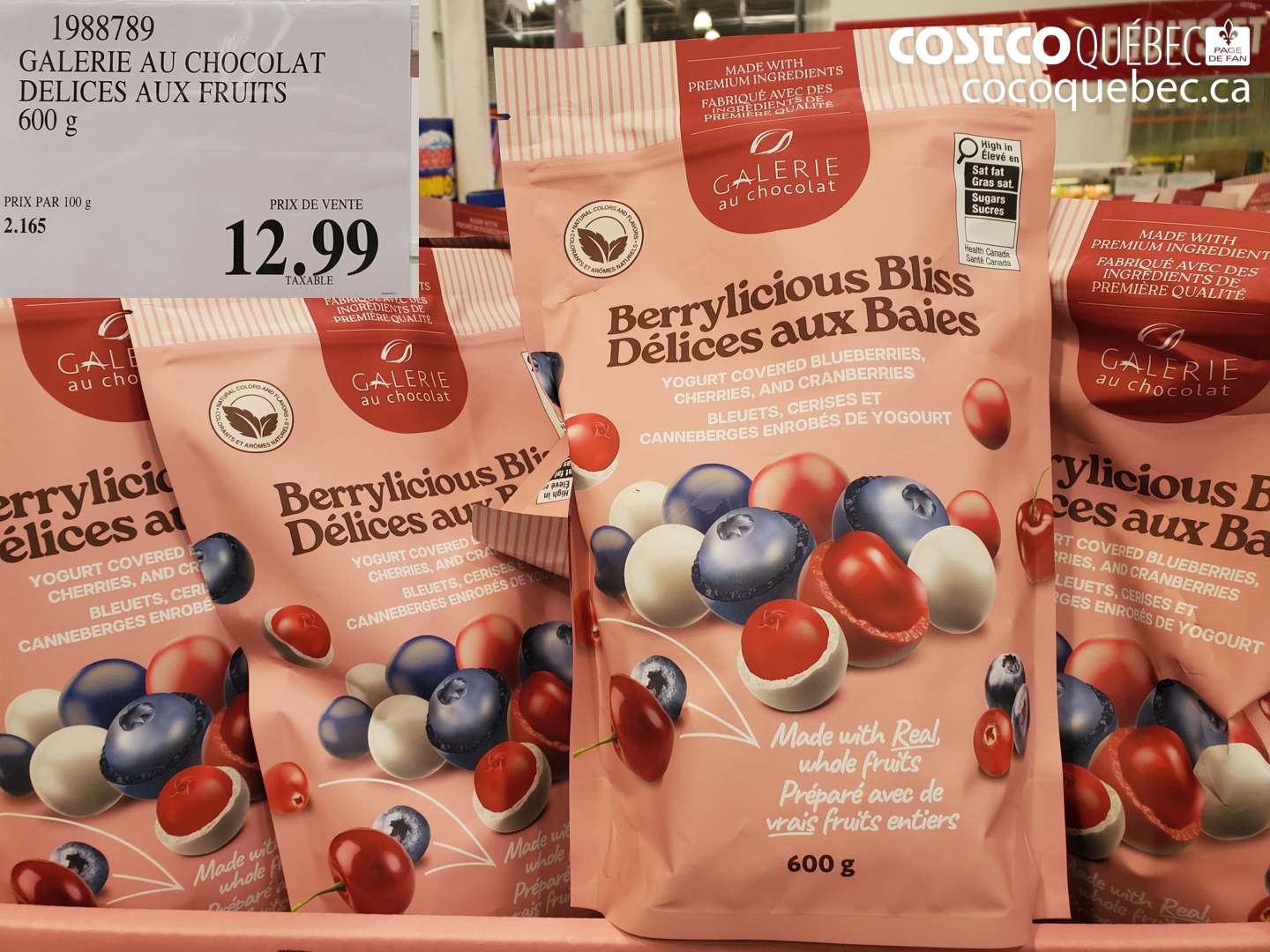 1988789 GALERIE AU CHOCOLAT DELICES AUX FRUITS 600 G $12.99