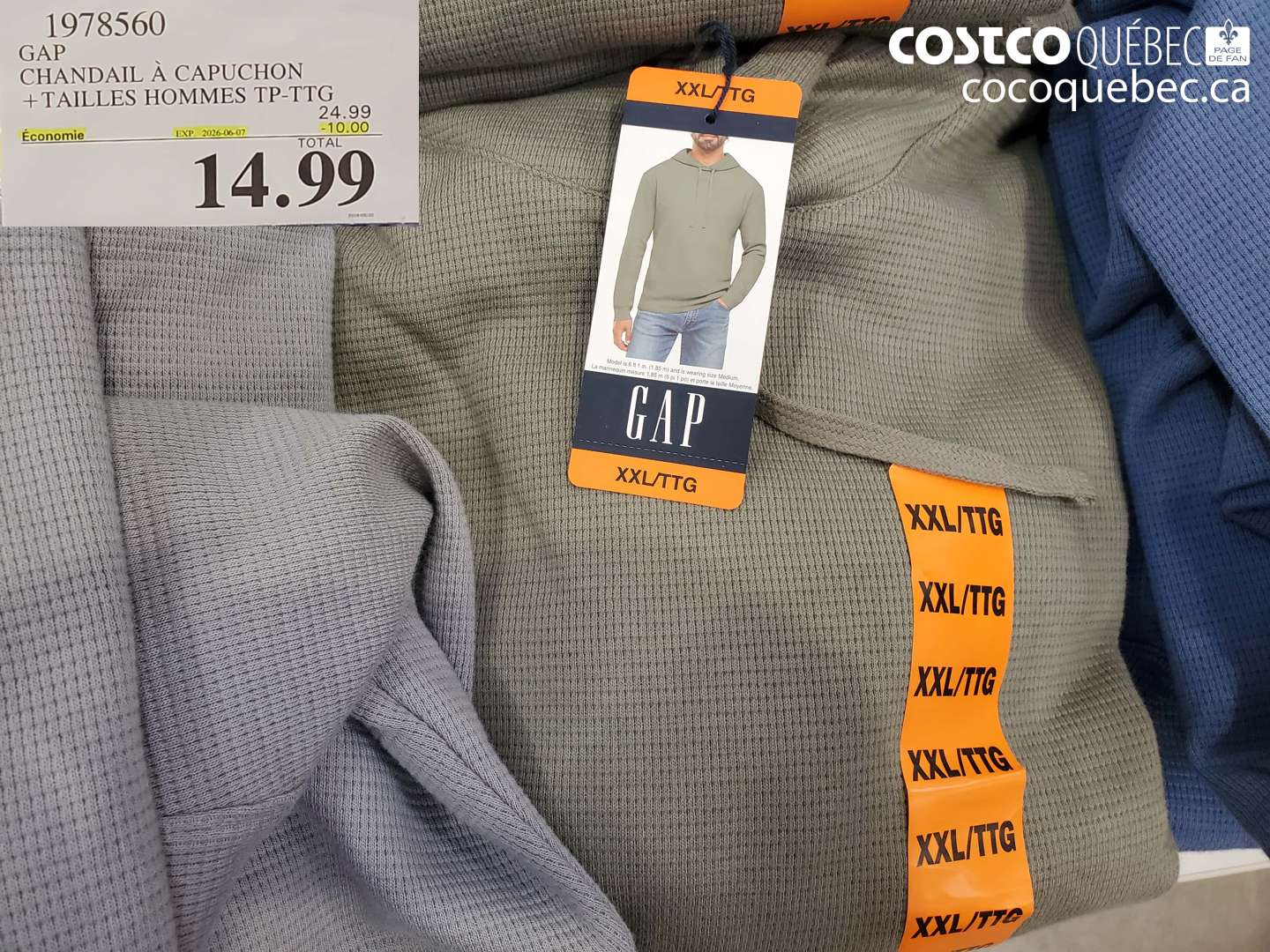 1978560 GAP CHANDAIL À CAPUCHON +TAILLES HOMMES TP-TTG ($10.00 INSTANT SAVINGS EXPIRES ON 2026-06-07) $14.99