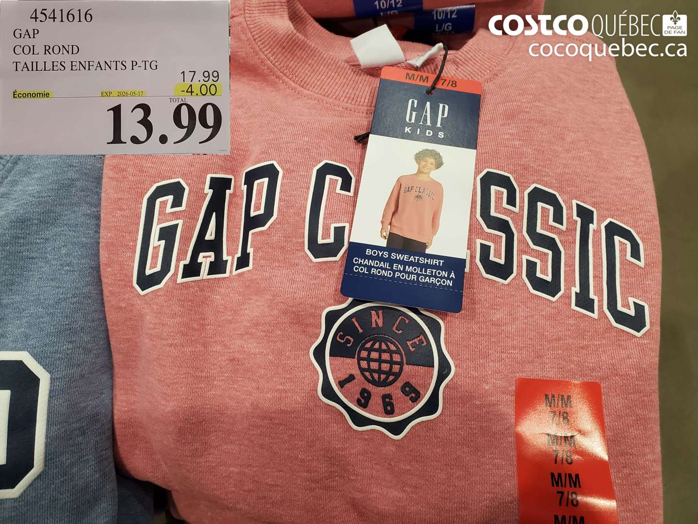 4541616 GAP COL ROND TAILLES ENFANTS P-TG ($4.00 INSTANT SAVINGS EXPIRES ON 2026-05-17) $13.99