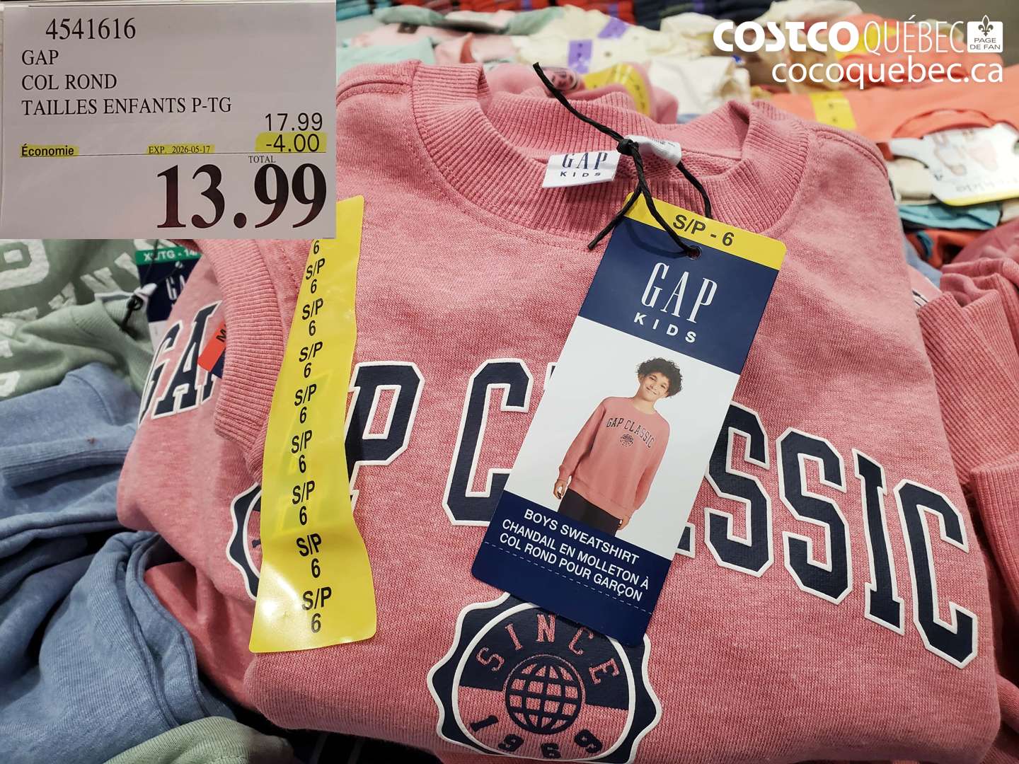 4541616 GAP COL ROND TAILLES ENFANTS P-TG ($4.00 INSTANT SAVINGS EXPIRES ON 2026-05-17) $13.99