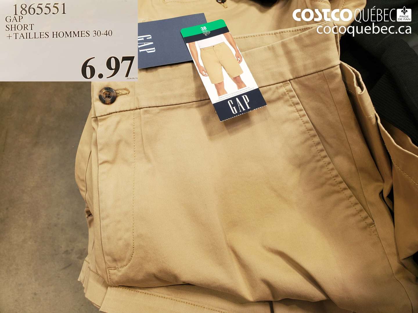 1865551 GAP SHORT + TAILLES HOMMES 30-40 $6.97