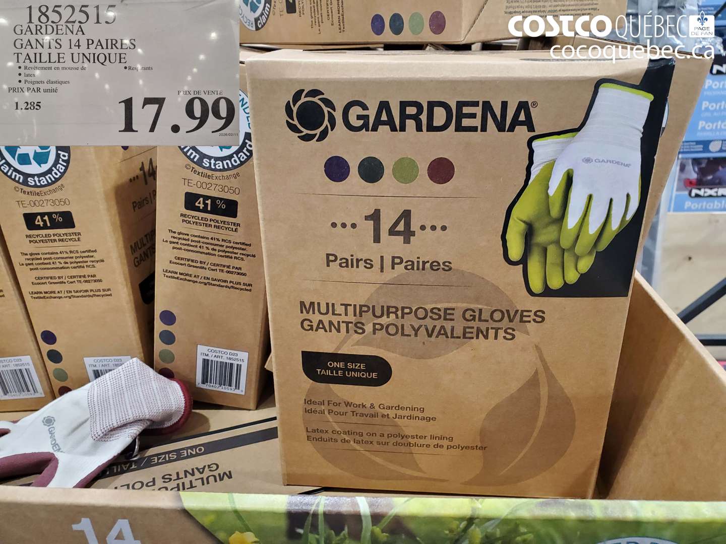 1852515 GARDENA GANTS 14 PAIRES TAILLE UNIQUE $17.99