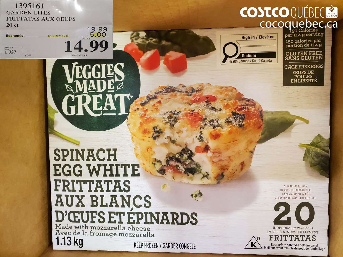 1395161 GARDEN LITES FRITTATAS AUX OEUFS 20 CT ($5.00 INSTANT SAVINGS EXPIRES ON 2026-05-10) $14.99