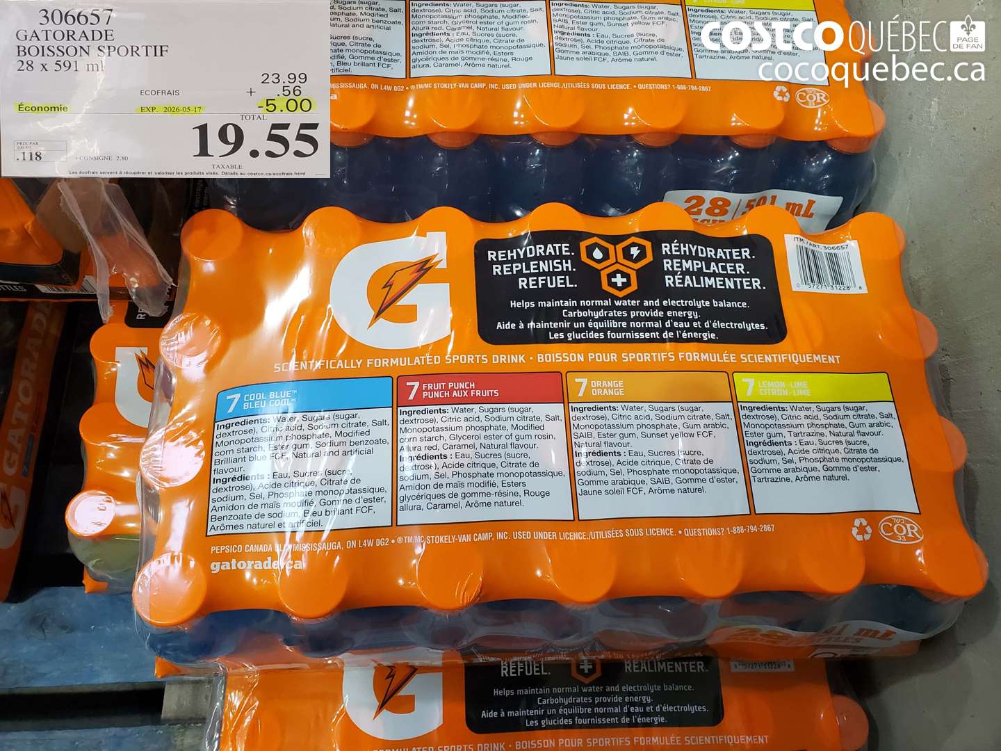 306657 GATORADE BOISSON SPORTIF ($5.00 INSTANT SAVINGS EXPIRES ON 2026-05-17) $19.55
