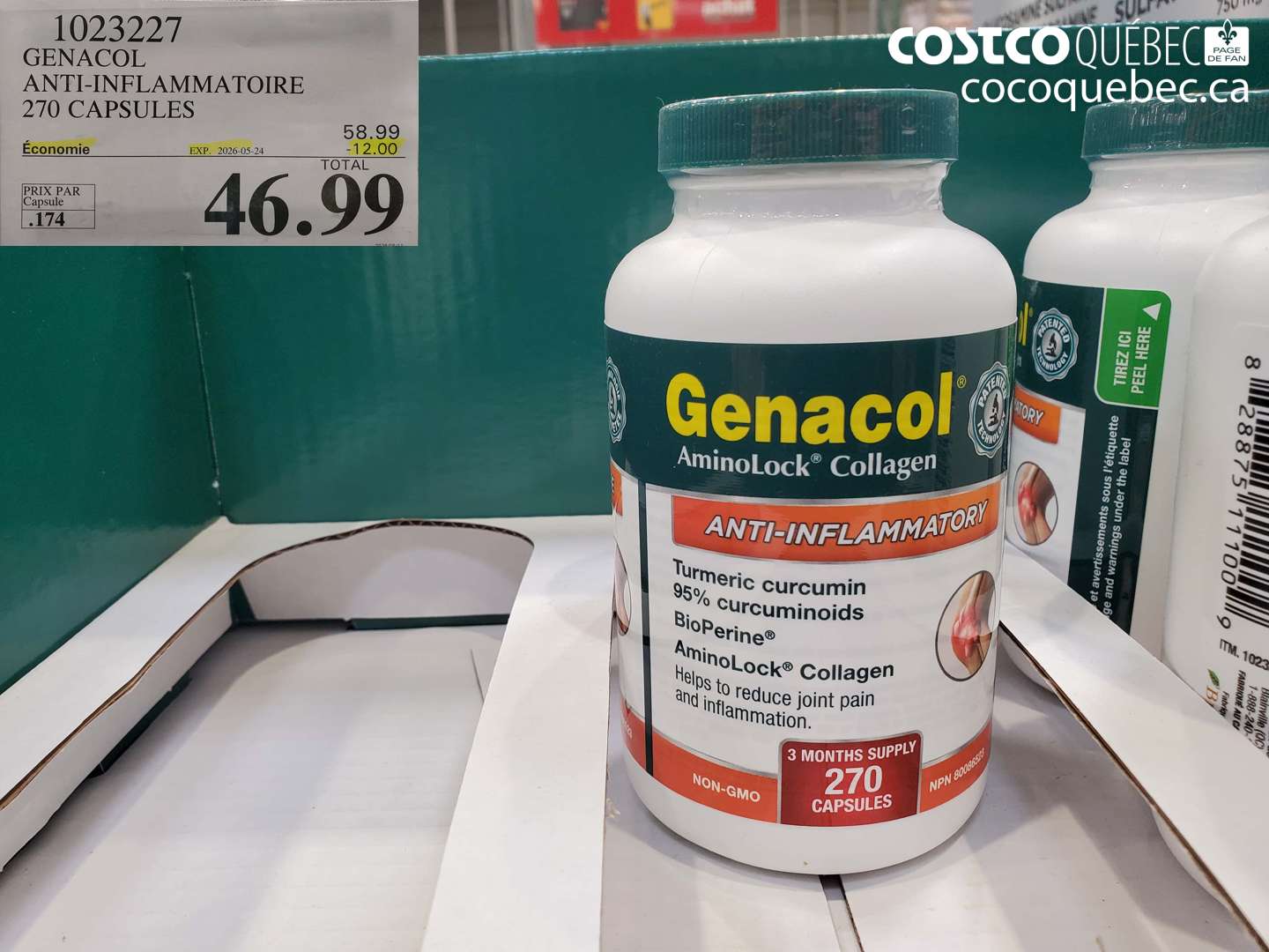 1023227 GENACOL ANTI-INFLAMMATOIRE 270 CAPSULES ($12.00 INSTANT SAVINGS EXPIRES ON 2026-05-24) $46.99