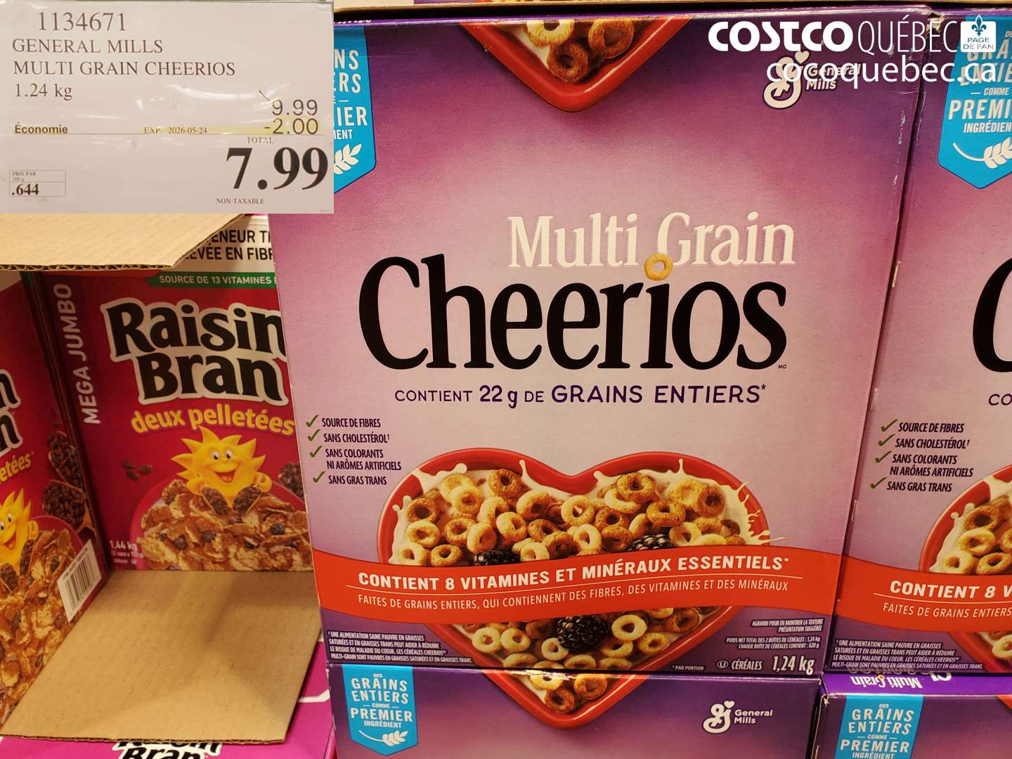 1134671 GENERAL MILLS MULTI GRAIN CHEERIOS 1.24 KG ($2.00 INSTANT SAVINGS EXPIRES ON 2026-05-24) $7.99