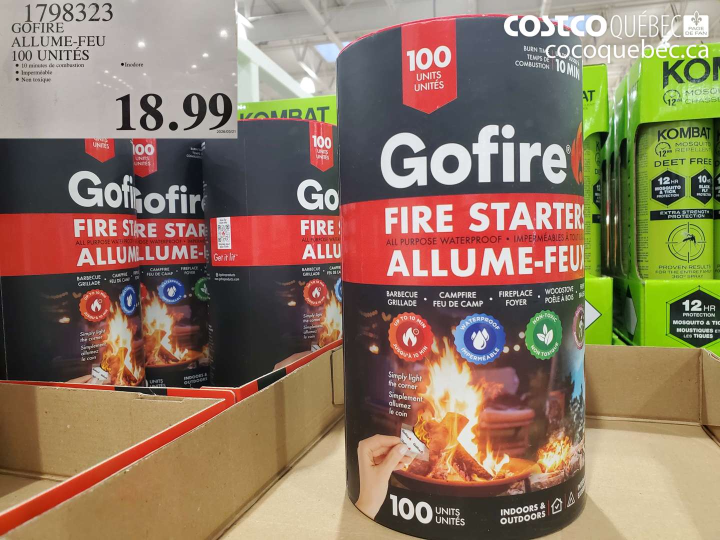 1798323 GOFIRE ALLUME-FEU 100 UNITÉS $18.99