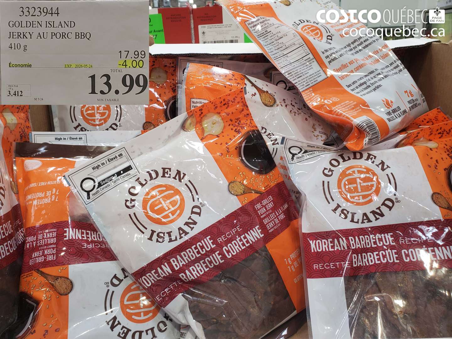 3323944 GOLDEN ISLAND JERKY AU PORC BBQ 410 G ($4.00 INSTANT SAVINGS EXPIRES ON 2026-05-24) $13.99