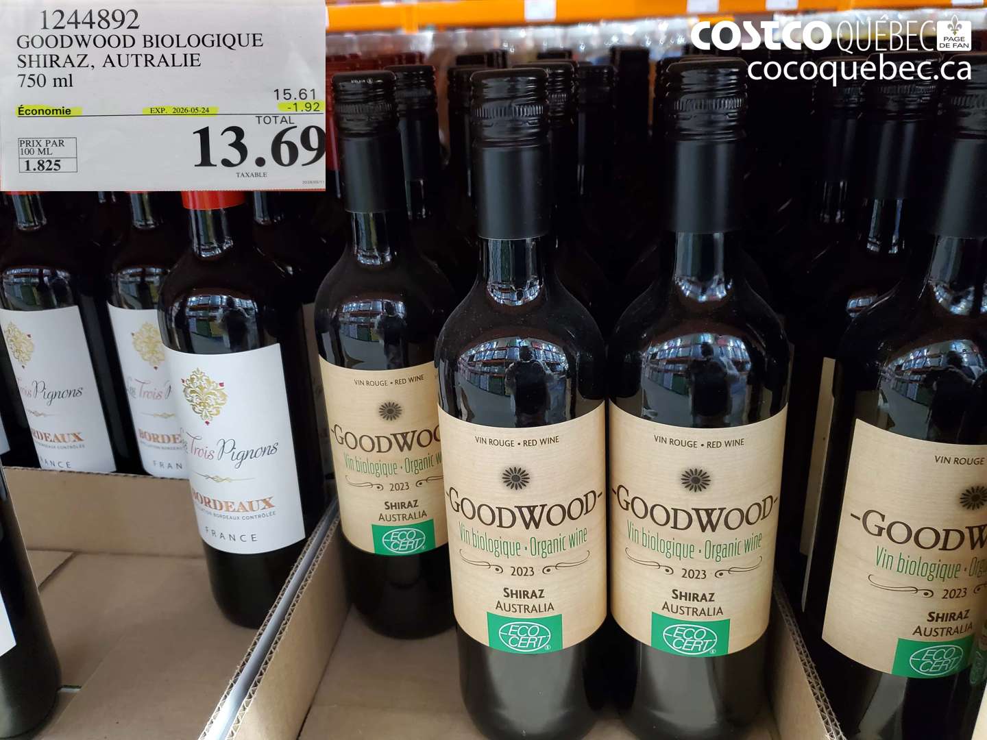 1244892 GOODWOOD BIOLOGIQUE SHIRAZ, AUTRALIE 750 ML ($1.92 INSTANT SAVINGS EXPIRES ON 2026-05-24) $13.69
