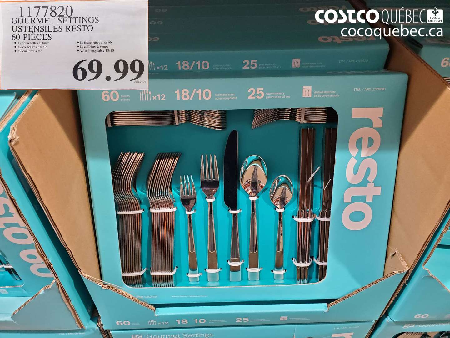 1177820 GOURMET SETTINGS USTENSILES RESTO 60 PIÈCES $69.99