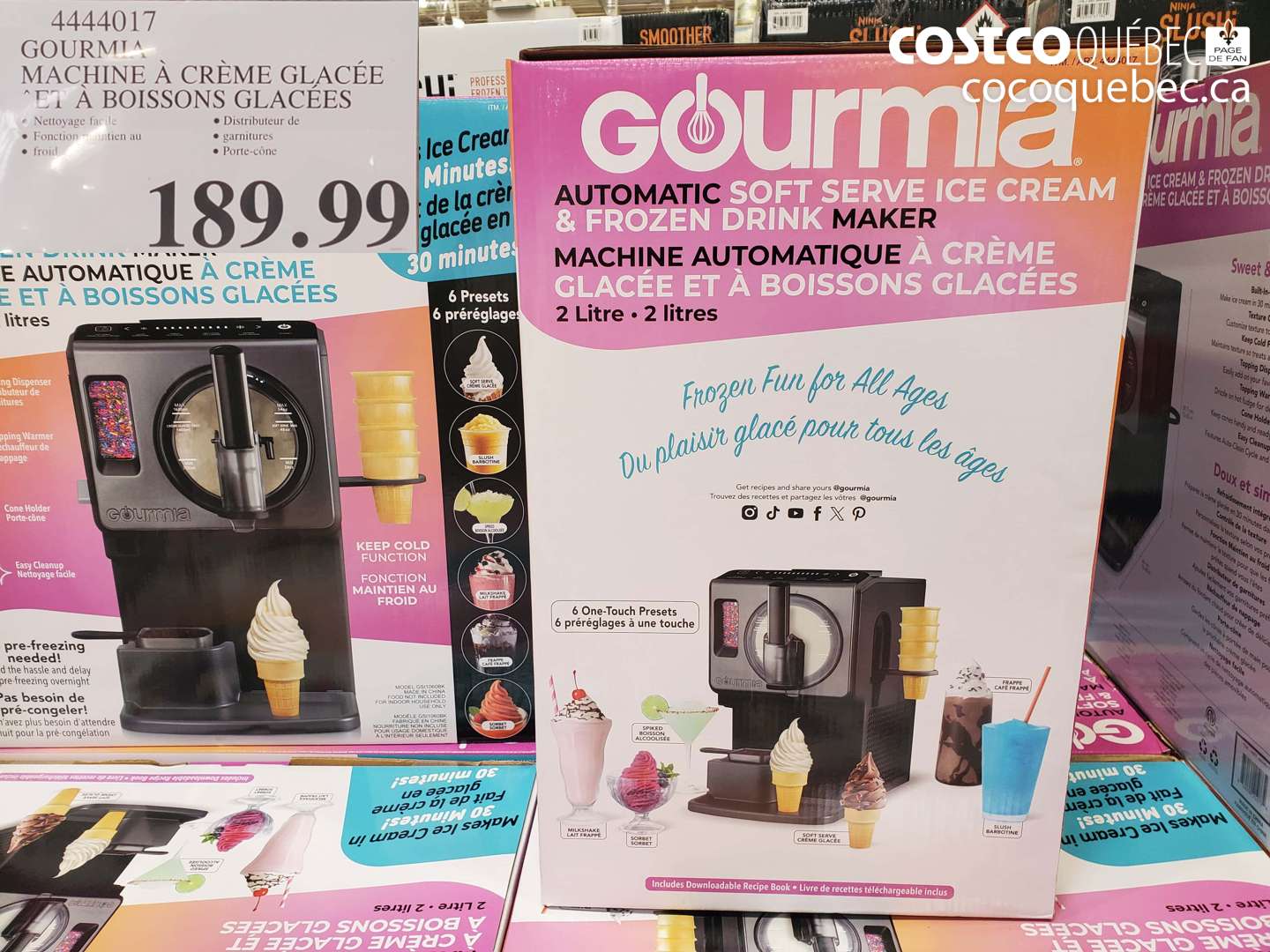 4444017 GOURMIA MACHINE À CRÈME GLACÉE ET À BOISSONS GLACÉES $189.99