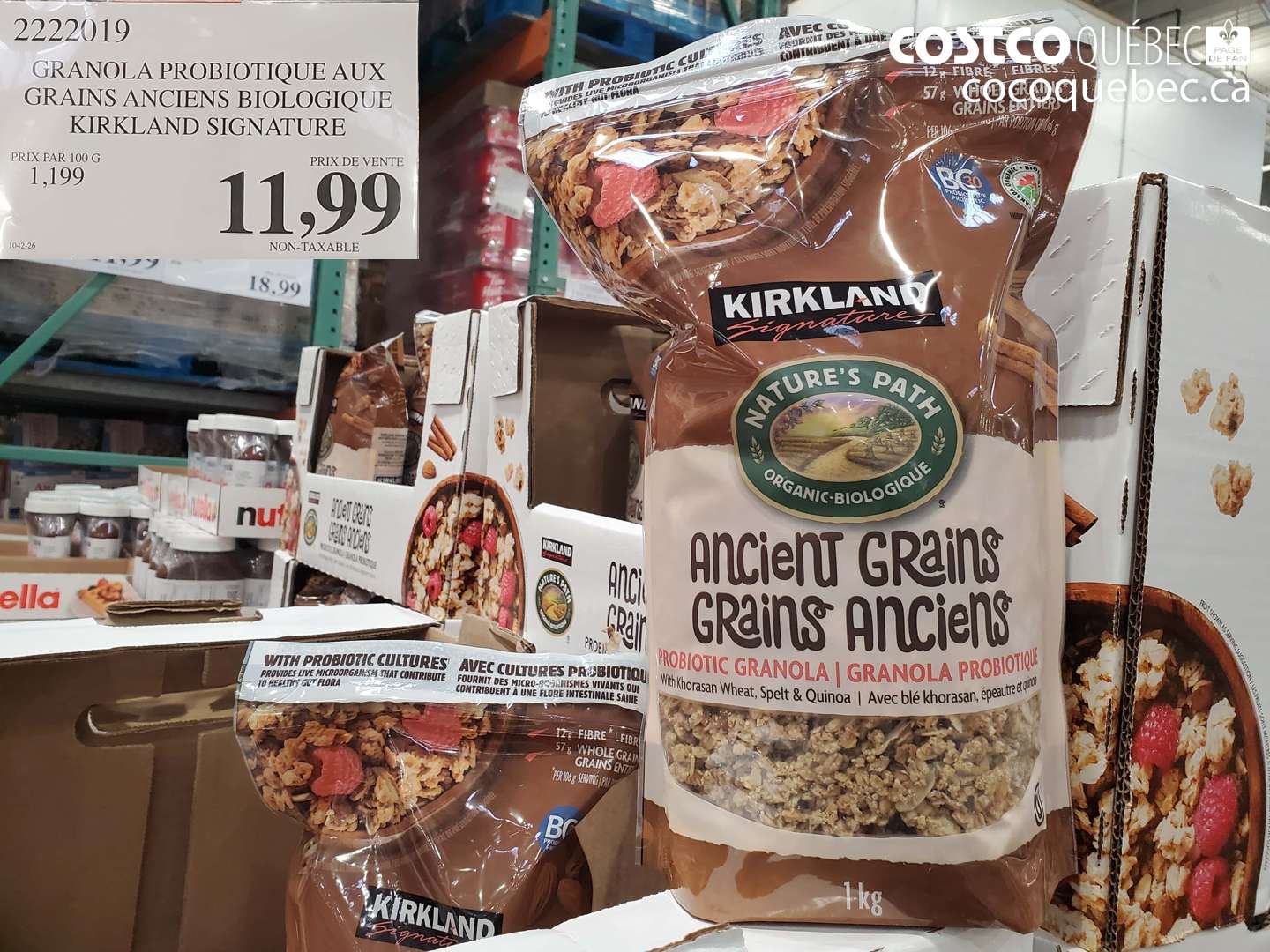 2222019 GRANOLA PROBIOTIQUE AUX GRAINS ANCIENS BIOLOGIQUE KIRKLAND SIGNATURE $11.99