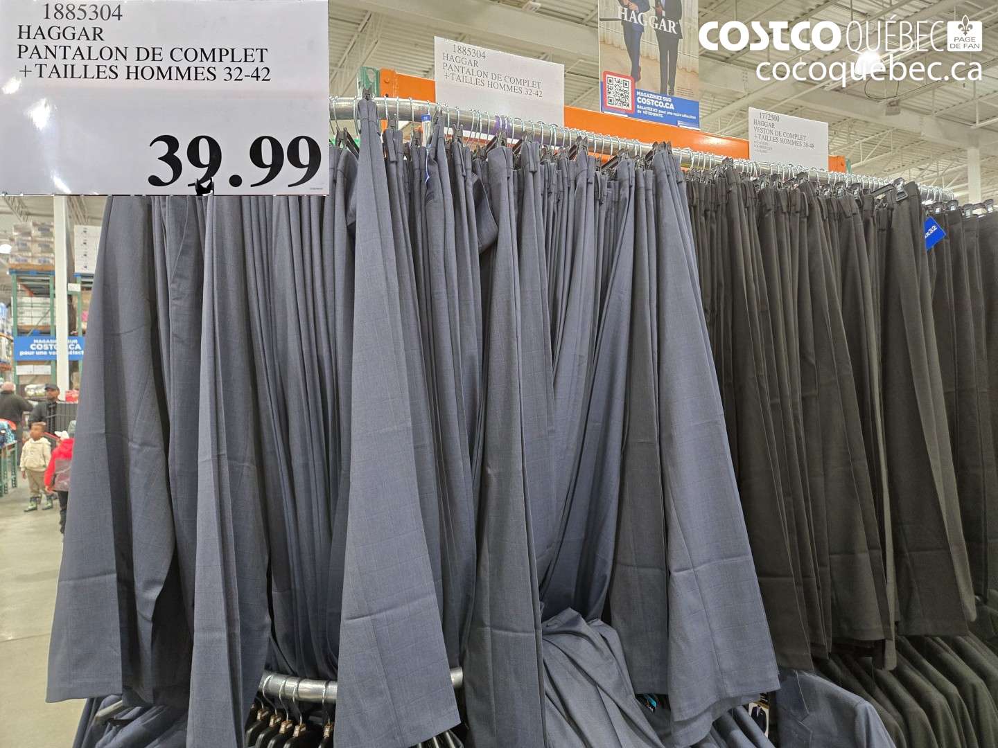 1885304 HAGGAR PANTALON DE COMPLET + TAILLES HOMMES 32-42 $39.99