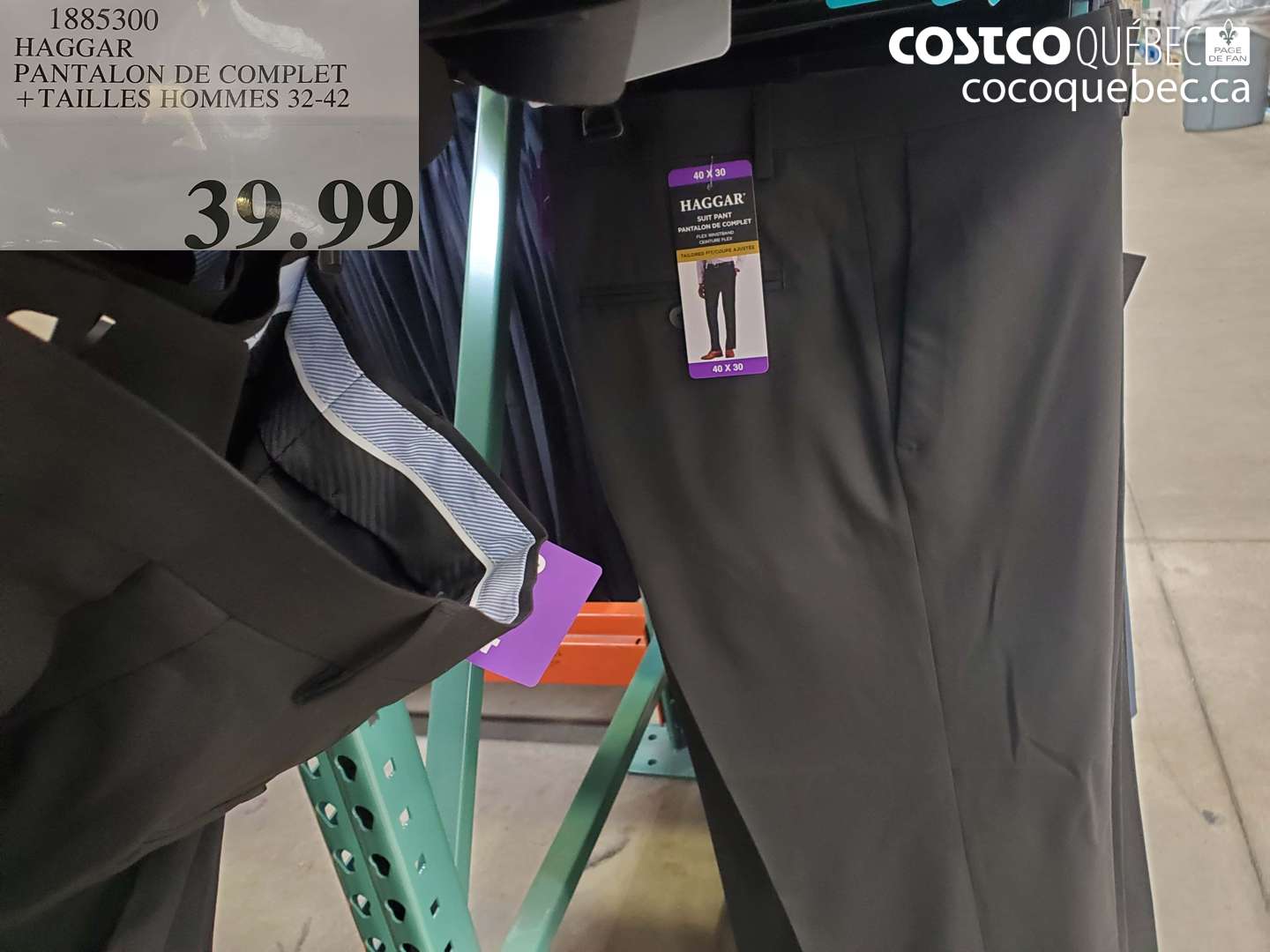 1885300 HAGGAR PANTALON DE COMPLET + TAILLES HOMMES 32-42 $39.99