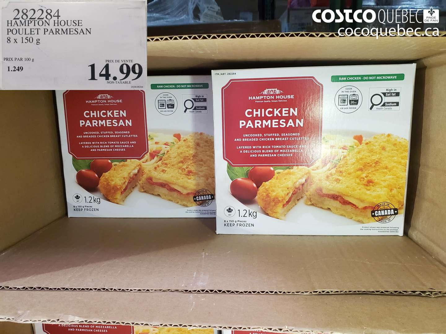 282284 HAMPTON HOUSE POULET PARMESAN 8 X 150 G $14.99