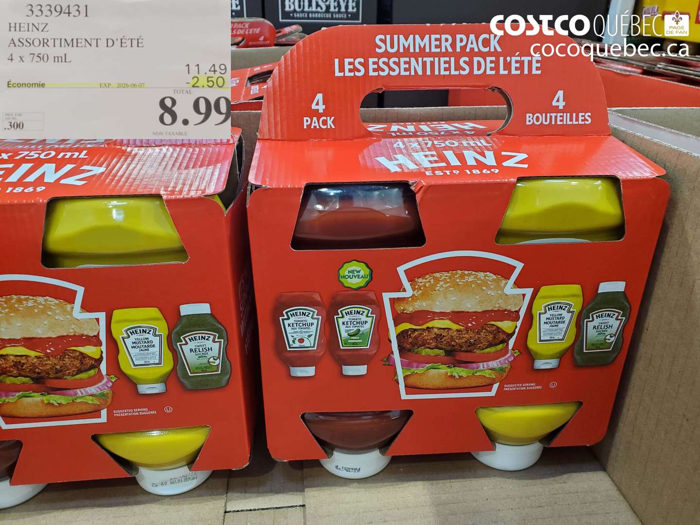 3339431 HEINZ ASSORTIMENT D'ÉTÉ 4 X 750 ML ($2.50 INSTANT SAVINGS EXPIRES ON 2026-06-07) $8.99