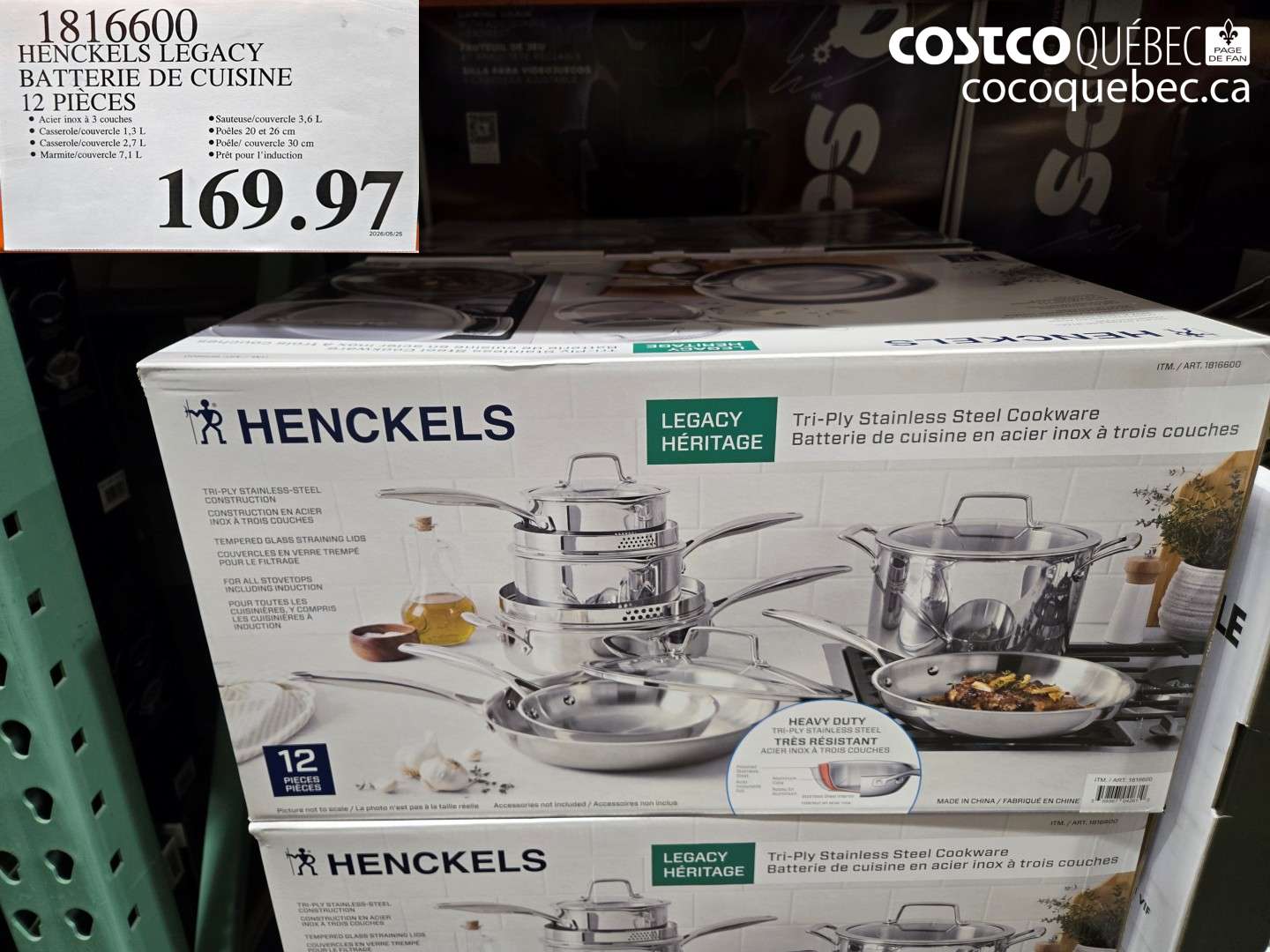 1816600 HENCKELS LEGACY BATTERIE DE CUISINE 12 PIÈCES $169.97