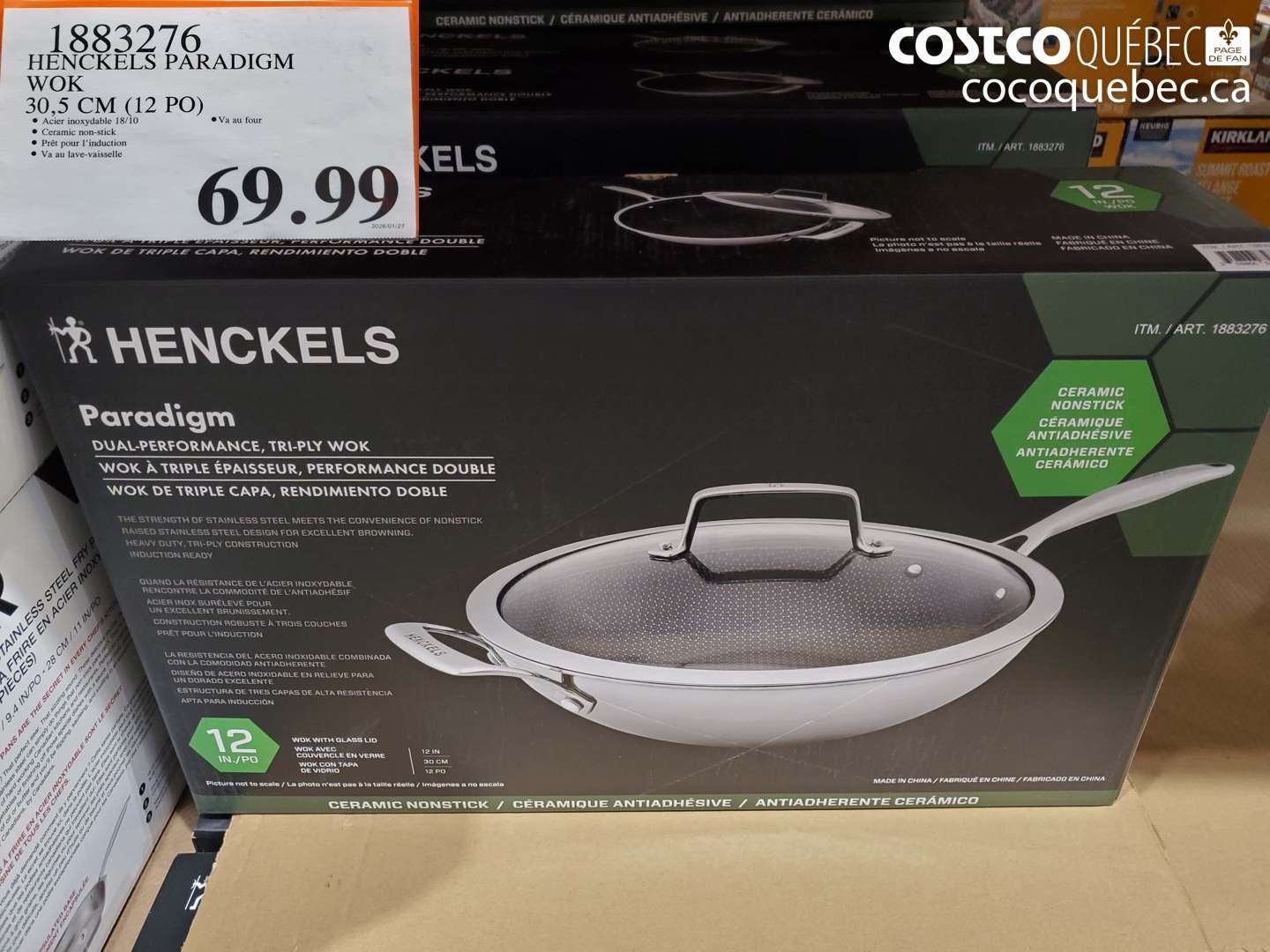 1883276 HENCKELS PARADIGM WOK 30.5 CM (12 PO) $69.99