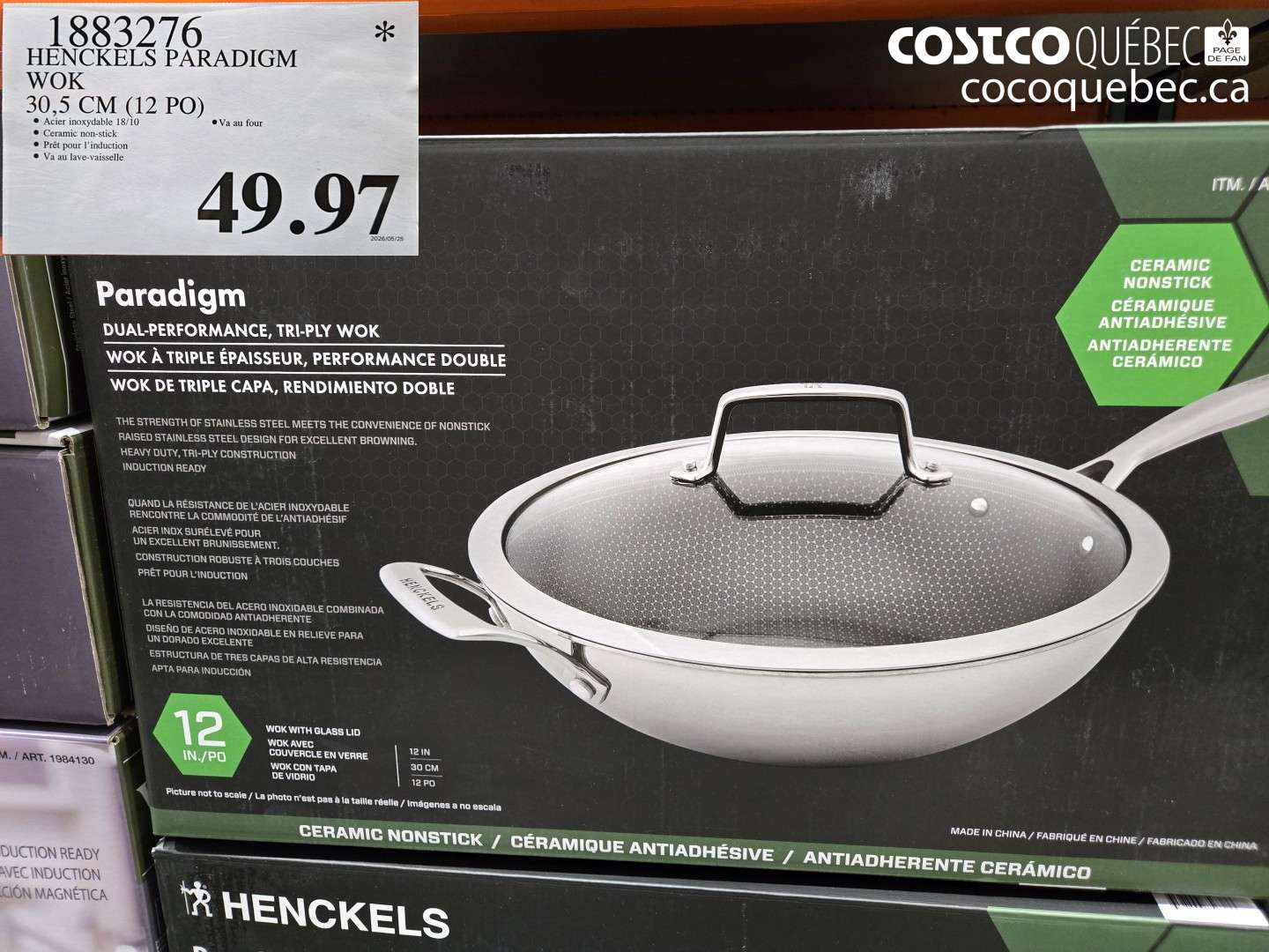 1883276 HENCKELS PARADIGM WOK 30.5 CM (12 PO) $49.97