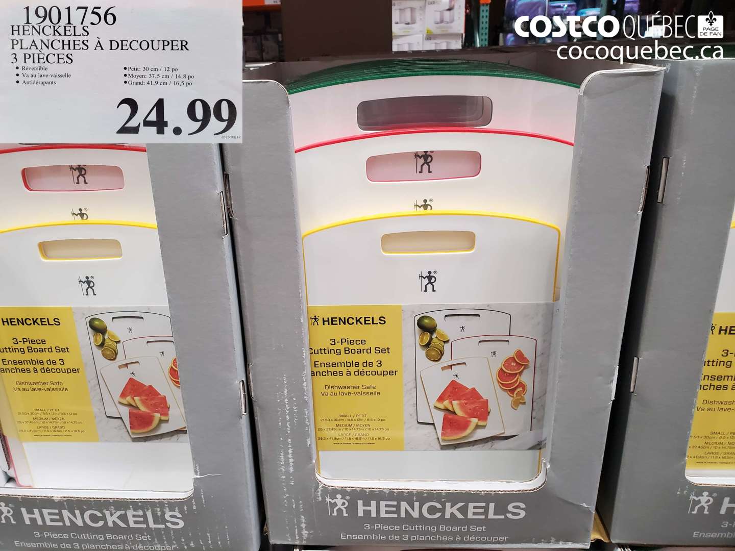 1901756 HENCKELS PLANCHES À DECOUPER 3 PIÈCES $24.99