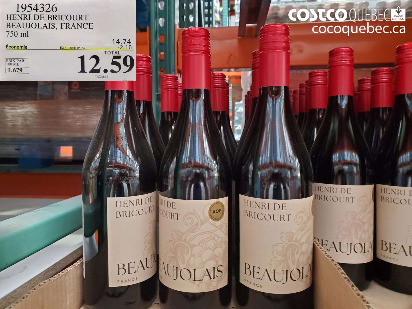 1954326 HENRI DE BRICOURT BEAUJOLAIS, FRANCE 750 ML ($2.15 INSTANT SAVINGS EXPIRES ON 2026-05-24) $12.59