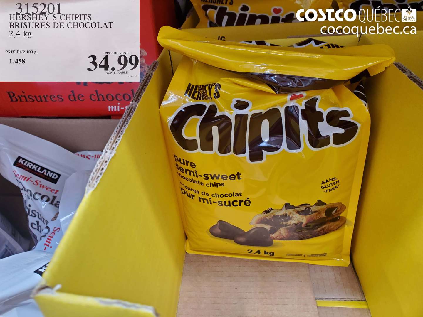 315201 HERSHEY'S CHIPITS BRISURES DE CHOCOLAT 2,4 KG $34.99