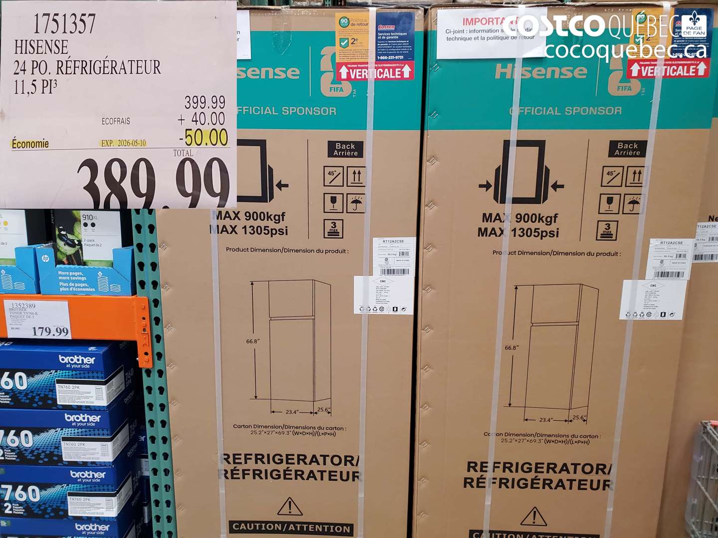 1751357 HISENSE 24 PO. RÉFRIGÉRATEUR 11.5 PI3 ($50.00 INSTANT SAVINGS EXPIRES ON 2026-05-10) $389.99