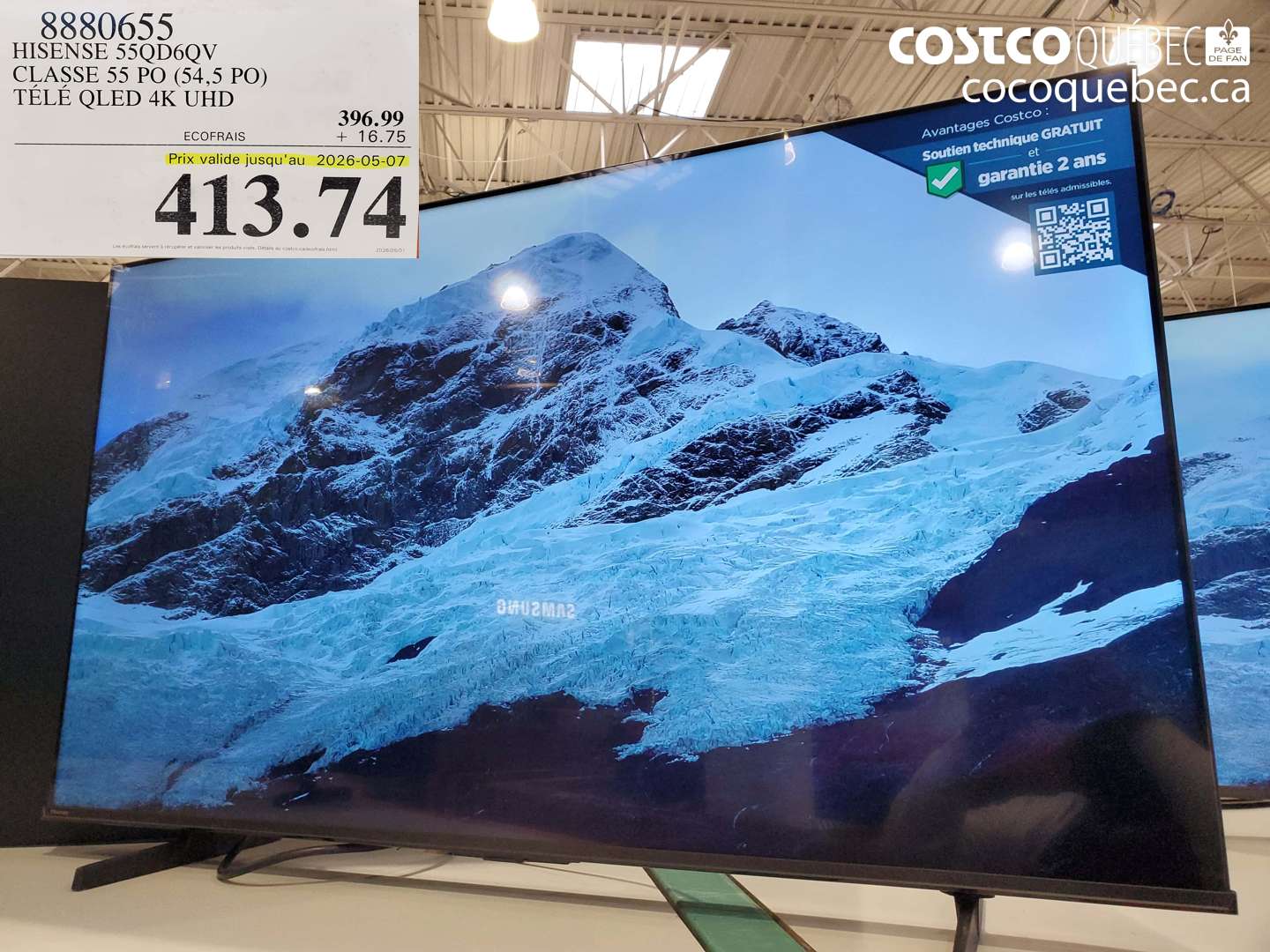 8880655 HISENSE 55QD6QV CLASSE 55 PO (54.5 PO) TÉLÉ QLED 4K UHD (EXPIRES ON 2026-05-07) $413.74