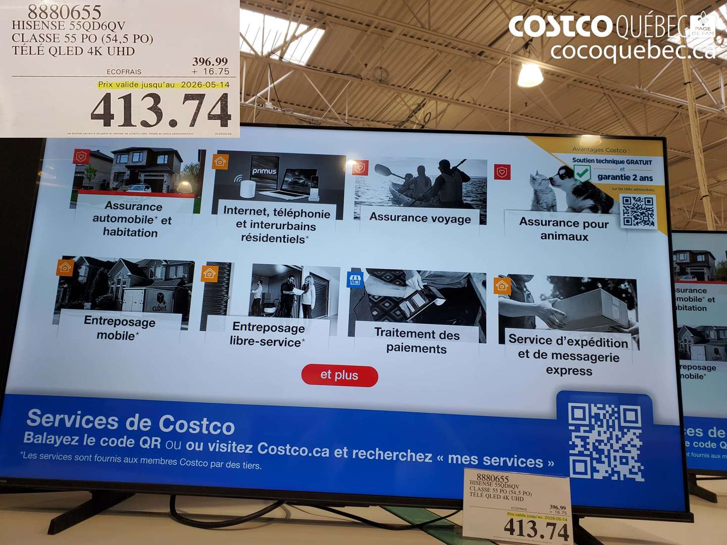 8880655 HISENSE 55QD6QV CLASSE 55 PO (54.5 PO) TÉLÉ QLED 4K UHD (EXPIRES ON 2026-05-14) $413.74