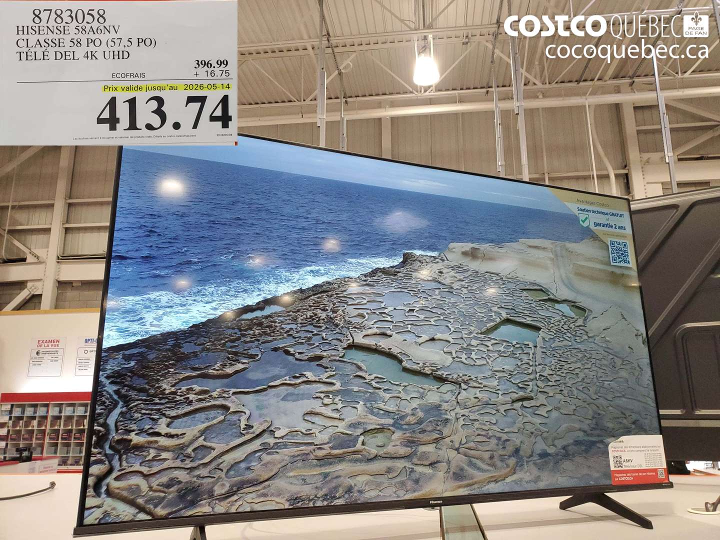 8783058 HISENSE 58A6NV CLASSE 58 PO (57.5 PO) TÉLÉ DEL 4K UHD (EXPIRES ON 2026-05-14) $413.74