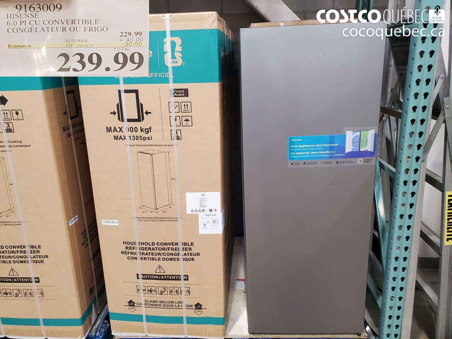 9163009 HISENSE 6.0 PI CU CONVERTIBLE CONGELATEUR OU FRIGO ($30.00 INSTANT SAVINGS EXPIRES ON 2026-05-19) $239.99