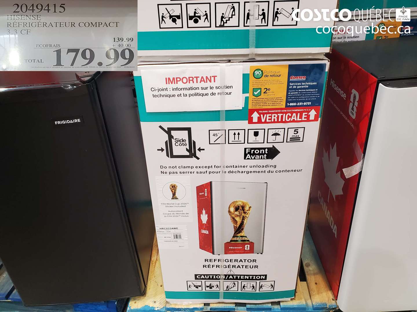 2049415 HISENSE RÉFRIGÉRATEUR COMPACT 3.3 CF $179.99
